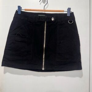Black denim skirt